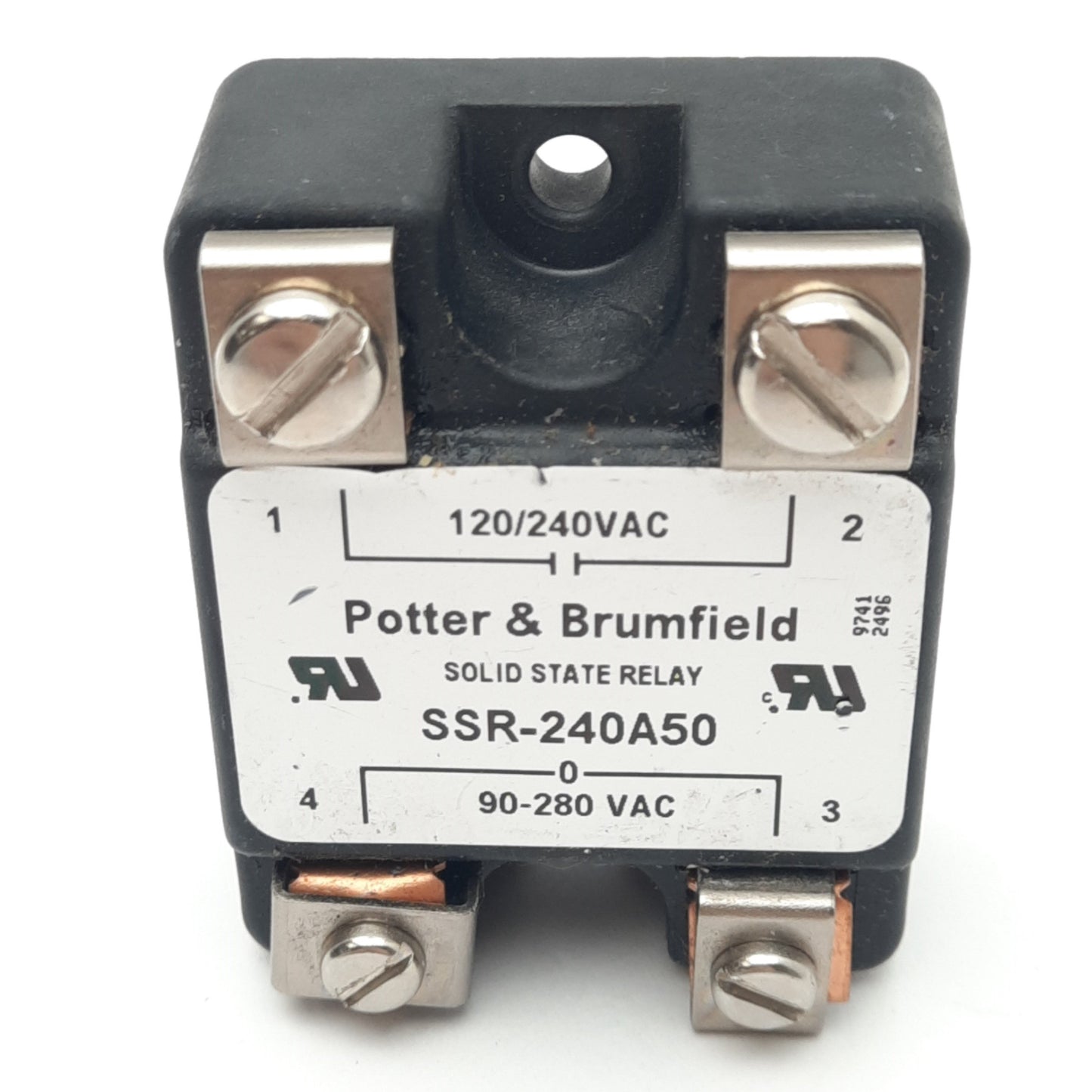 Used Potter & Brumfield SSR-240A50 Solid State Relay, SPST-NO, 50A, 120/240VAC