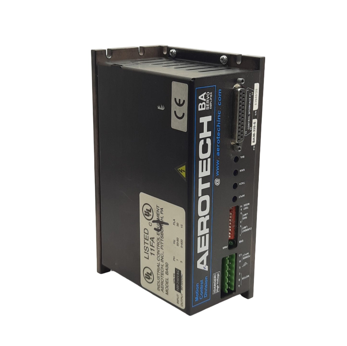 Used Aerotech BA30-320-S Servo Amplifier 320VDC Bus, 30A Peak, 56-230VAC Supply