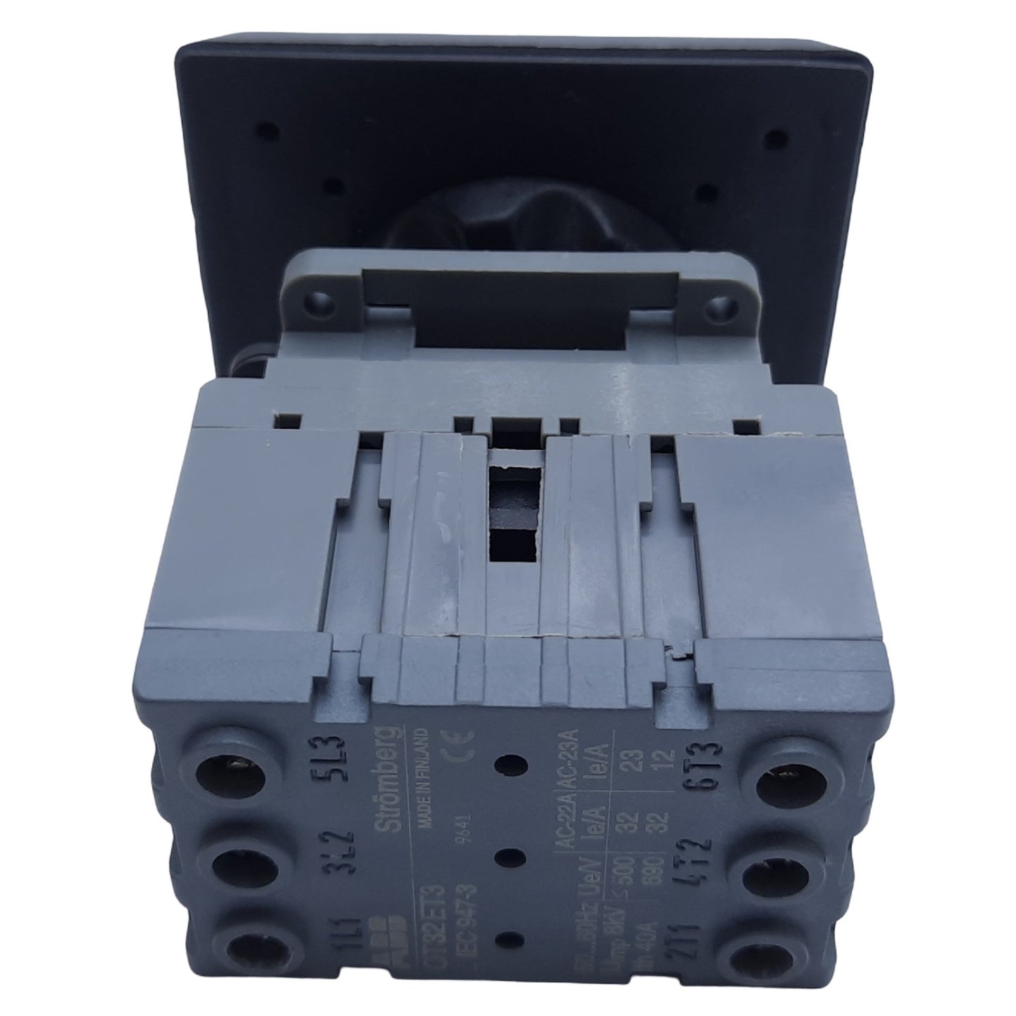 Used ABB OT32ET3 Rotary Disconnect Switch, 3-Pole, 30A 600VAC, Black, Panel Mount