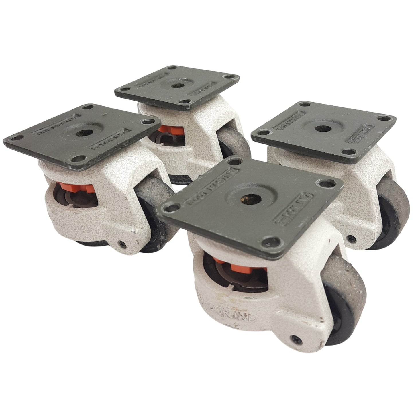 Used Lot of 4 Foot Master GD-60F Swivel Leveling Caster ø50mm, 73mm Plate, 280Kg