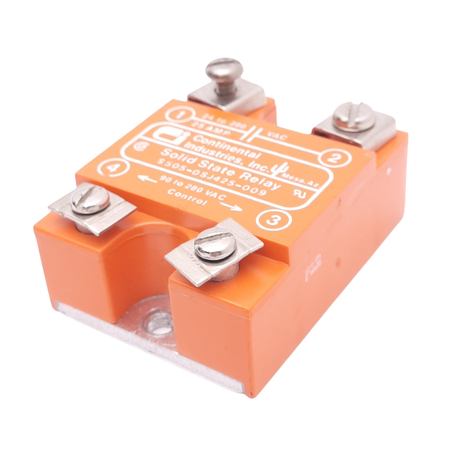 Used Continental S505-0SJ425-009 Solid State Relay, 24-280VAC 25A, 90-280VAC Control