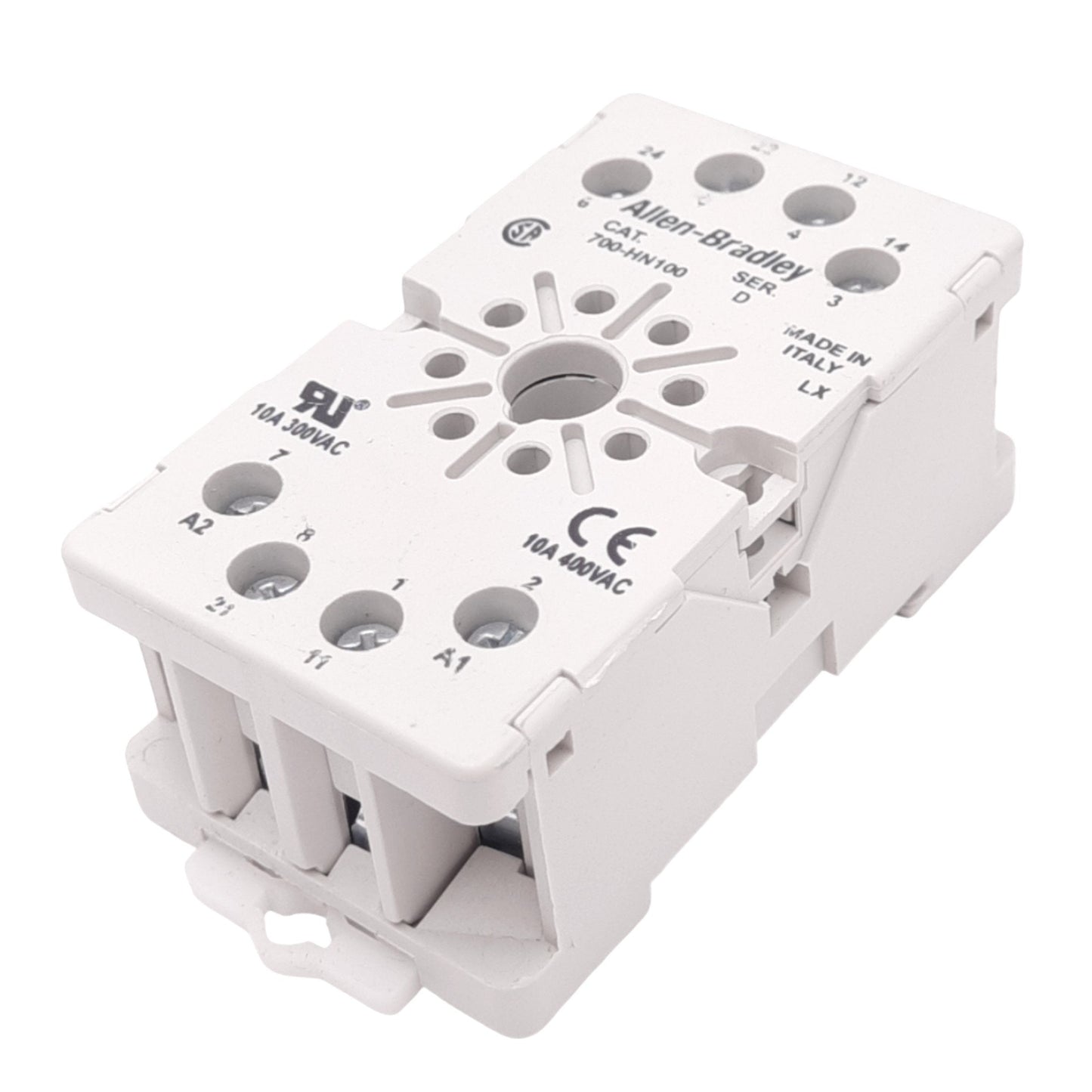 New – Open box Allen Bradley 700-HN100 Relay Socket, 8-Pin, 300VAC/DC 10A Max, DIN Rail