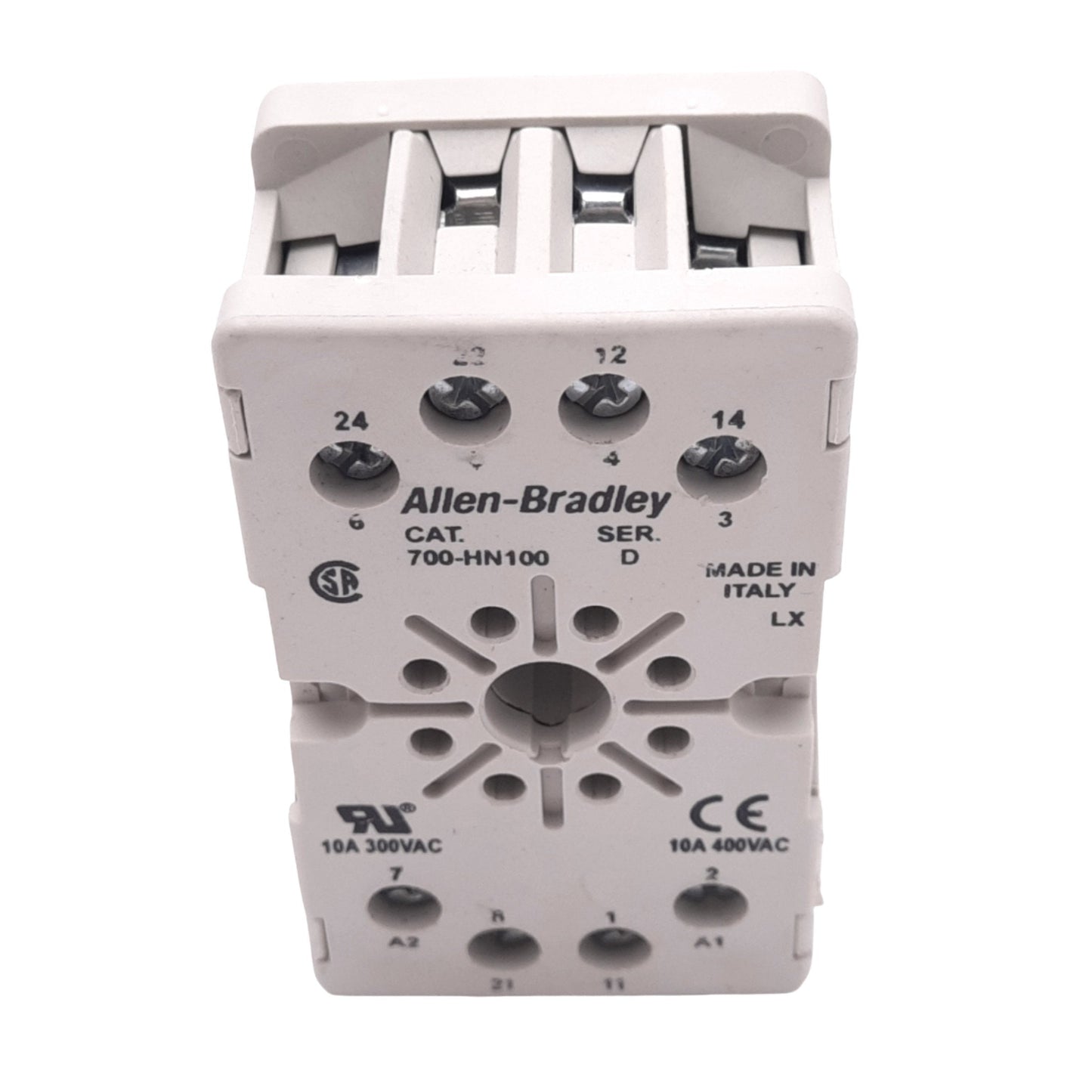 New – Open box Allen Bradley 700-HN100 Relay Socket, 8-Pin, 300VAC/DC 10A Max, DIN Rail