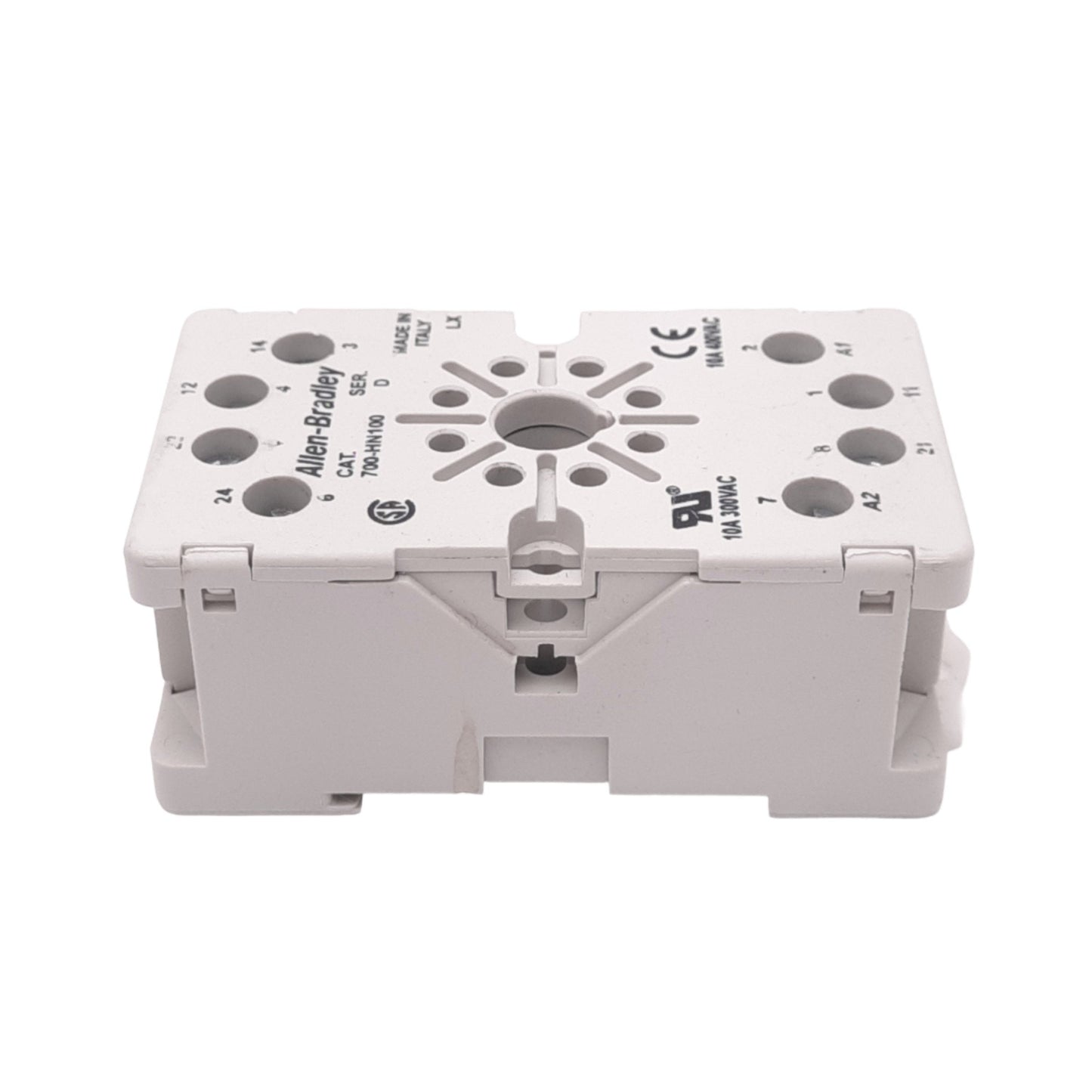 New – Open box Allen Bradley 700-HN100 Relay Socket, 8-Pin, 300VAC/DC 10A Max, DIN Rail