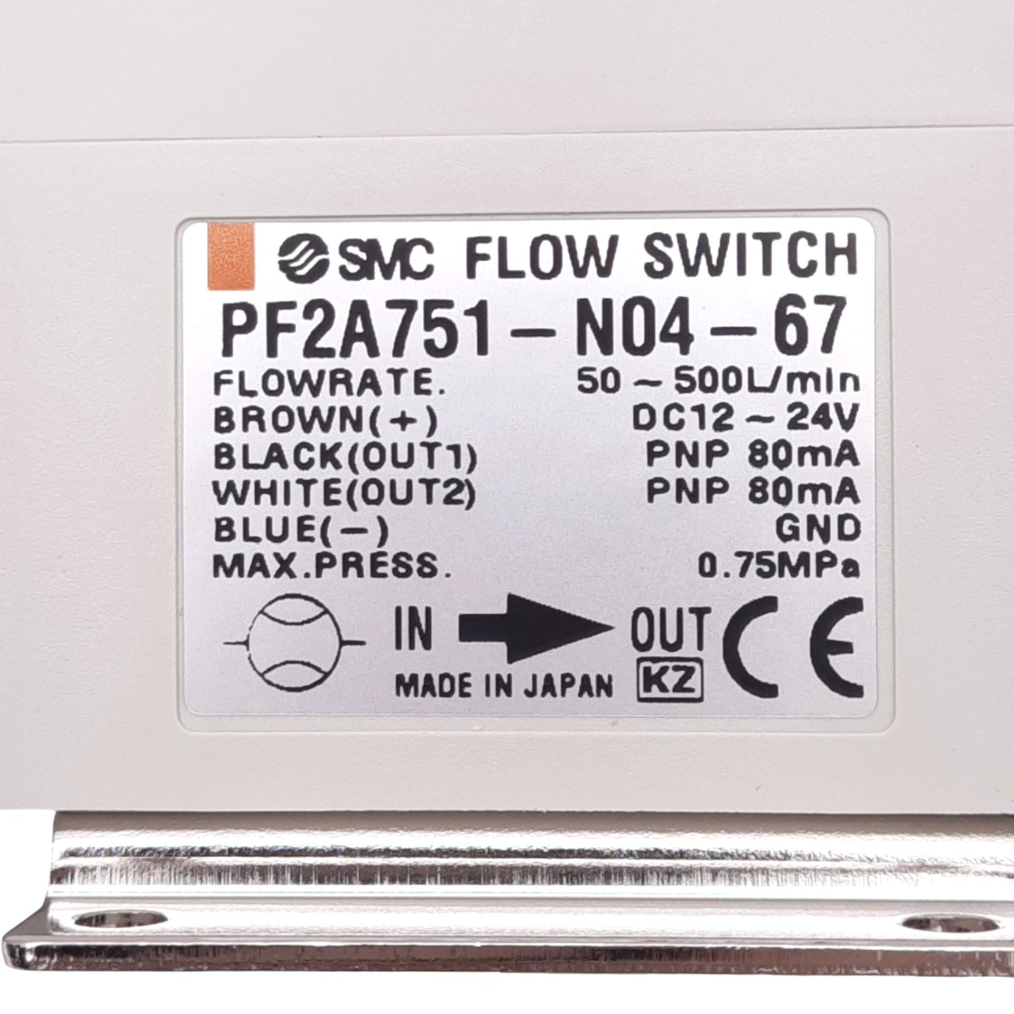 New SMC PF2A751-N04-67 Digital Flow Switch, 50-500L/min, 1/2" NPT, 12-24VDC, 0.75MPa