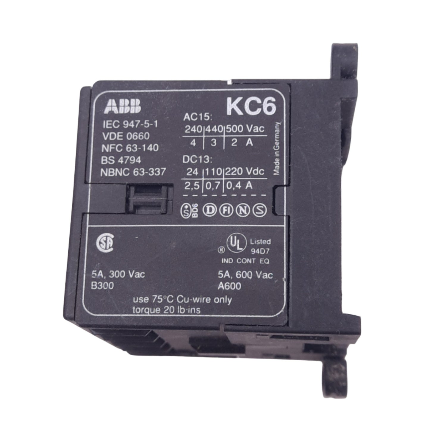 Used ABB KC6-40E-1.4 Mini Contactor Relay, 4NO, 400VAC Switching, 24VDC Coil