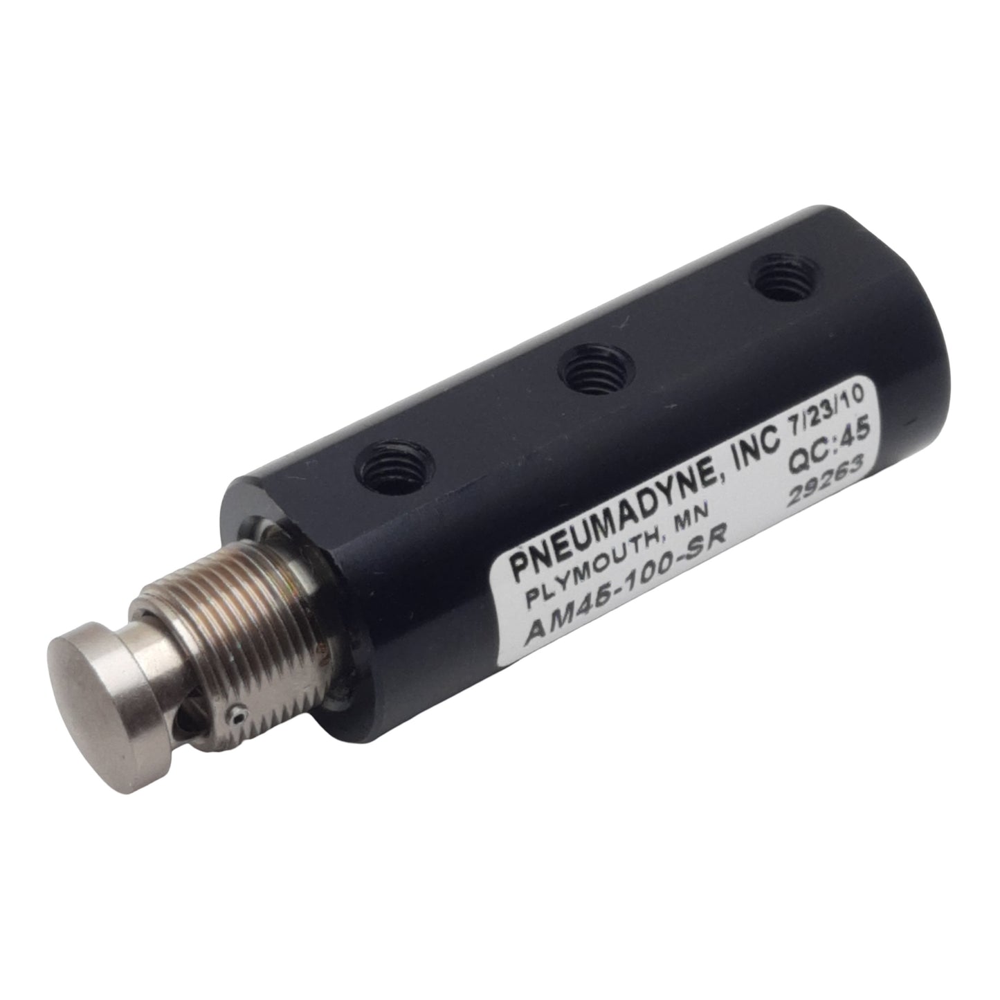 New Pneumadyne AM45-100-SR Pushbutton Air Control Valve, 5/4-Way, #10-32, 0-125psi