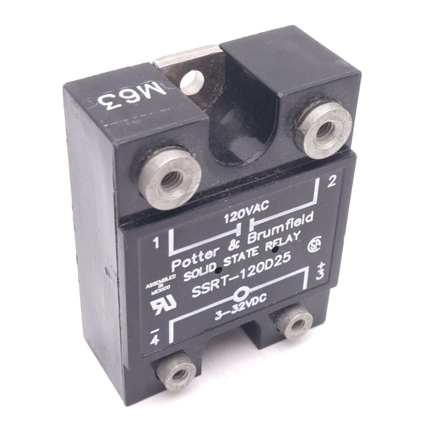 Used Potter & Brumfield SSRT-120D25 Solid State Relay, SPST-NO, 120VAC 25A, 3-32VDC