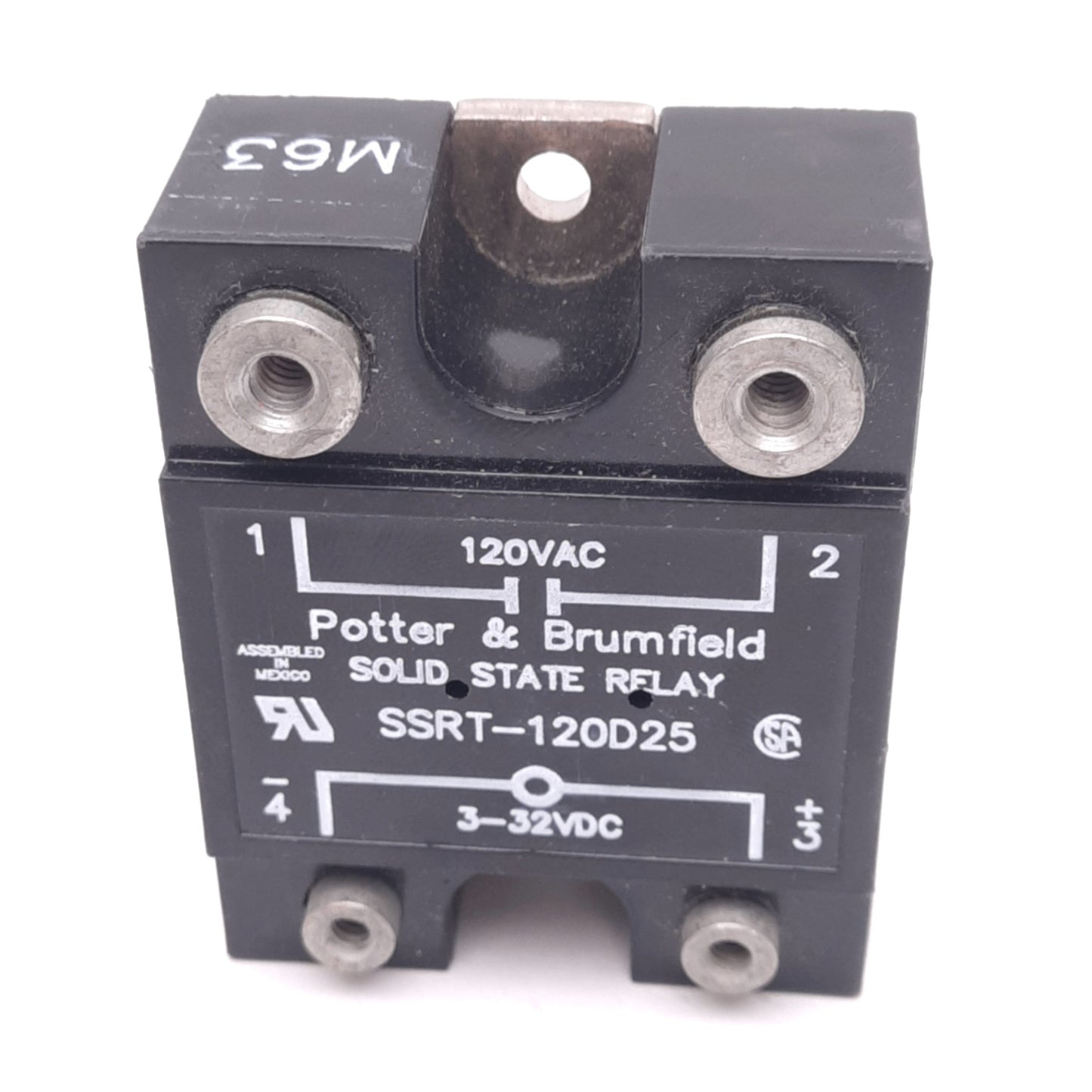 Used Potter & Brumfield SSRT-120D25 Solid State Relay, SPST-NO, 120VAC 25A, 3-32VDC