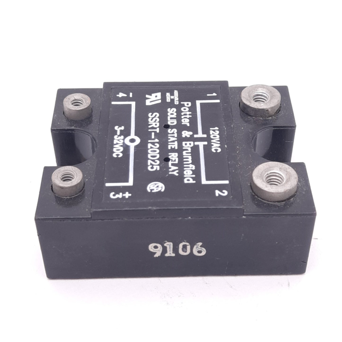 Used Potter & Brumfield SSRT-120D25 Solid State Relay, SPST-NO, 120VAC 25A, 3-32VDC