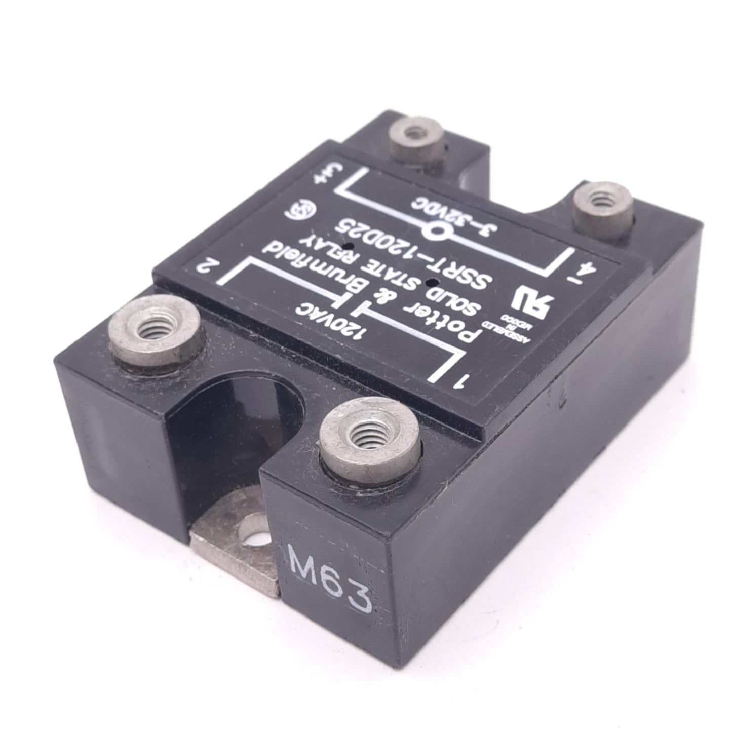 Used Potter & Brumfield SSRT-120D25 Solid State Relay, SPST-NO, 120VAC 25A, 3-32VDC