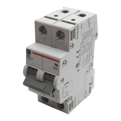 Used Cutler-Hammer WMS2D20 Circuit Breaker, 2-Pole, 20A 240/415VAC, DIN Rail