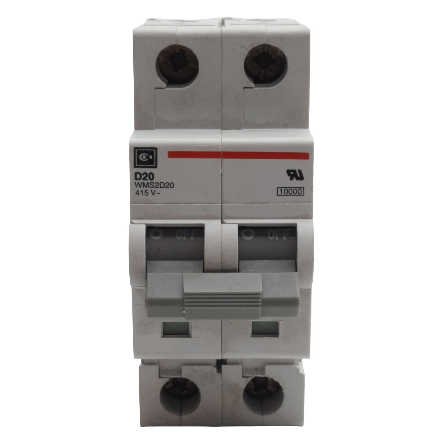 Used Cutler-Hammer WMS2D20 Circuit Breaker, 2-Pole, 20A 240/415VAC, DIN Rail