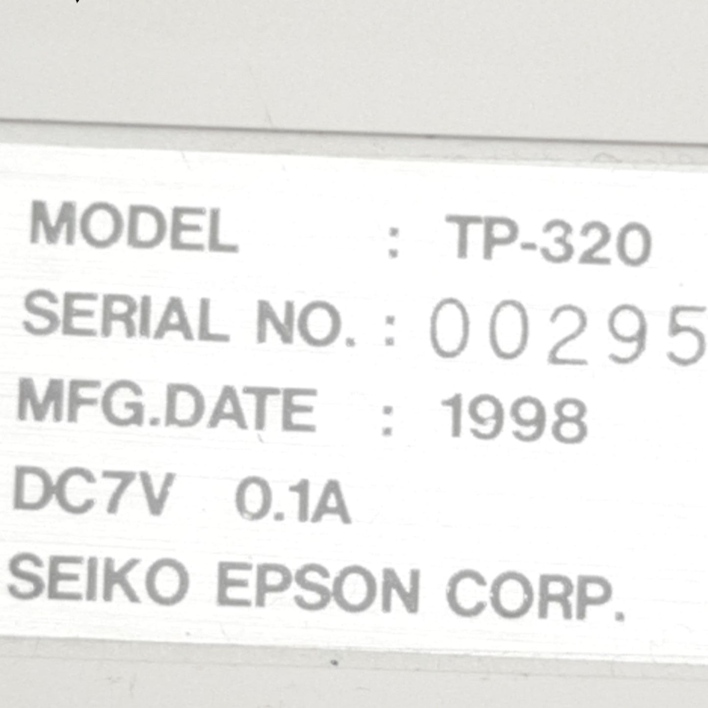 Used Seiko-Epson TP-320 Teaching Pendant, RS-232C Connecter, 7VDC, 0.1A, 10ft