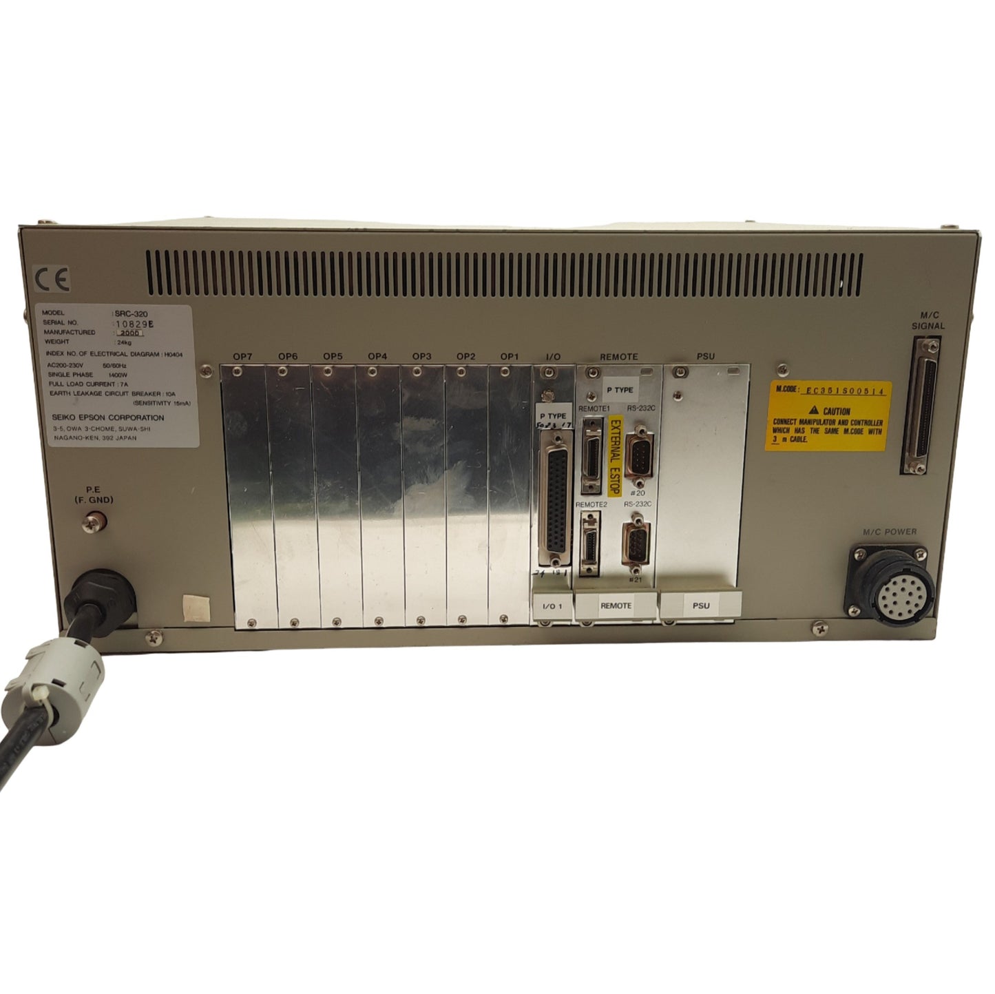 Used Epson SRC-320 Controller For 4-Axis Robot 200-230VAC, 7A, 16 Inputs/Outputs