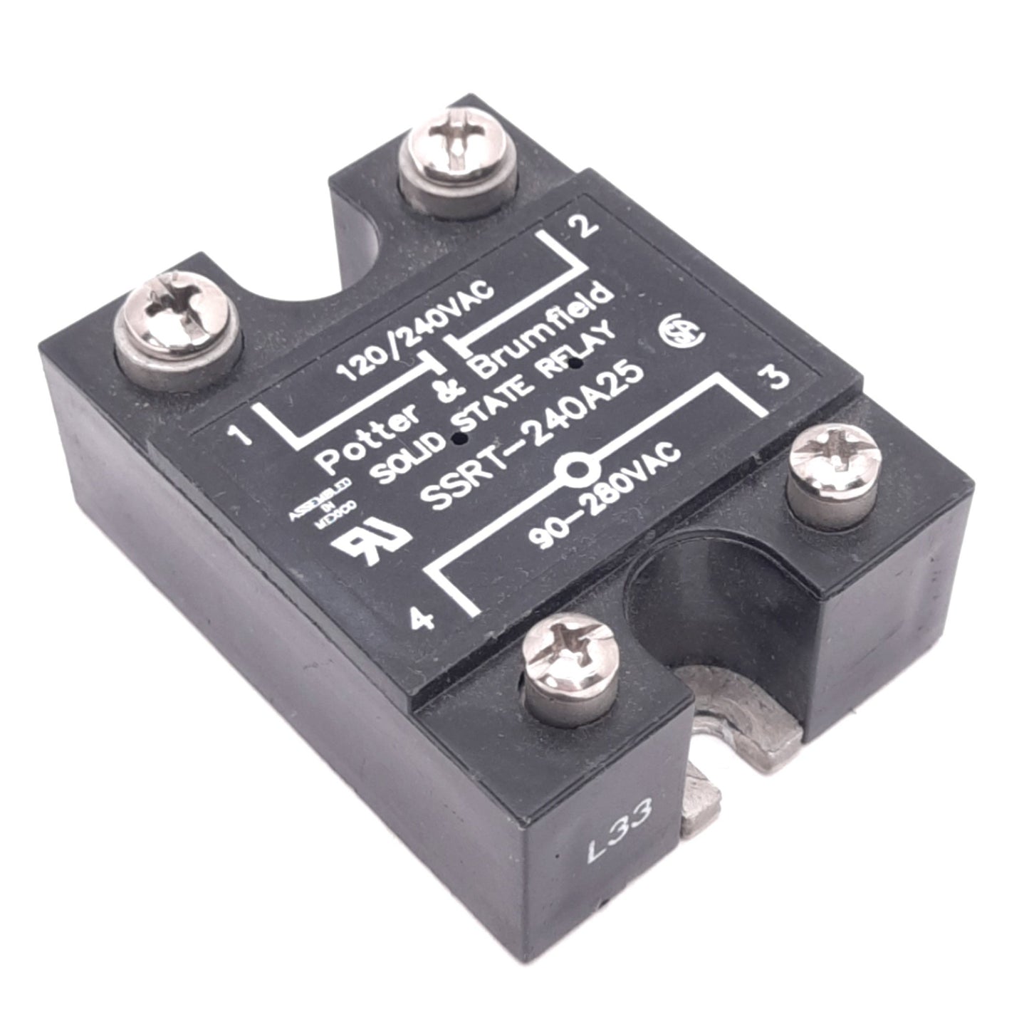 Used Potter & Brumfield SSRT-240A25 Solid State Relay, SPST-NO, 120/240VAC, 90-280VAC