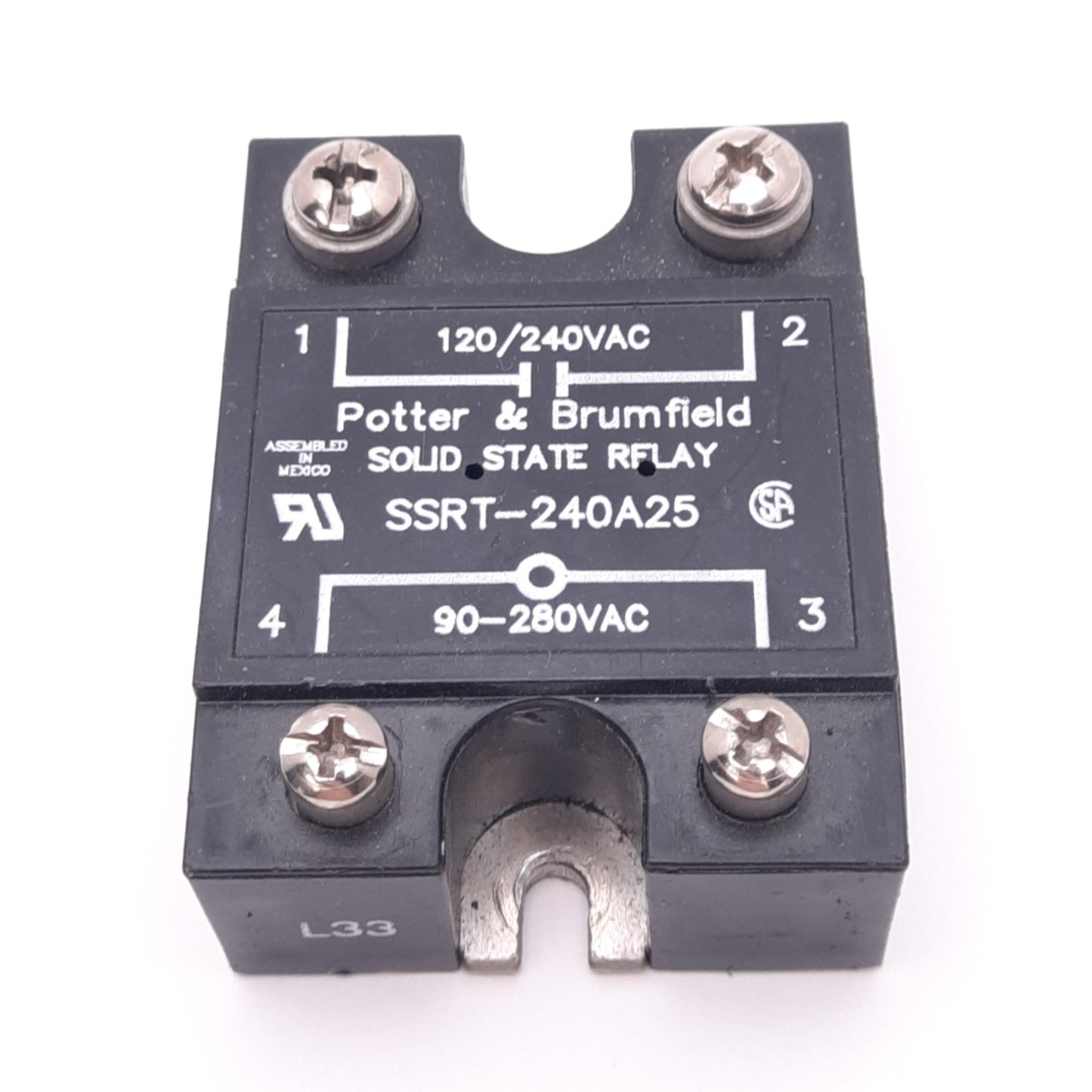Used Potter & Brumfield SSRT-240A25 Solid State Relay, SPST-NO, 120/240VAC, 90-280VAC