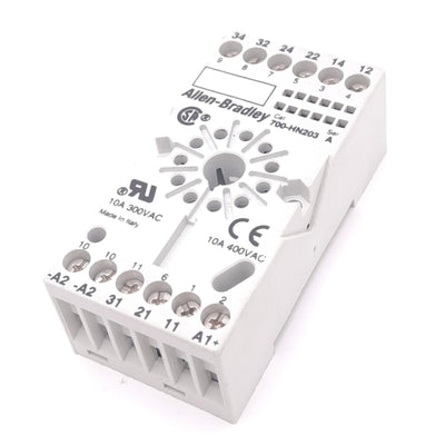 New Allen Bradley 700-HN203 Relay Socket, 11-Pin, 400VAC 10A Max, DIN Rail