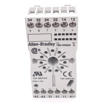 New Allen Bradley 700-HN203 Relay Socket, 11-Pin, 400VAC 10A Max, DIN Rail
