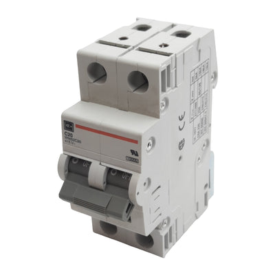 Used Cutler-Hammer WMS2C20 Circuit Breaker, 2-Pole, 20A 240/415VAC, DIN Rail
