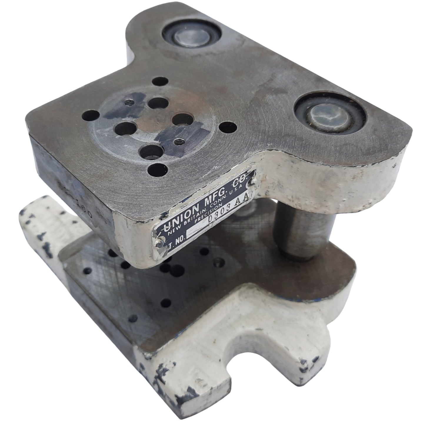 Used Union MFG 0303-AA Die Shoe Set, Two Post & Two Shoe, ø3/4" *Part of Base Broken*