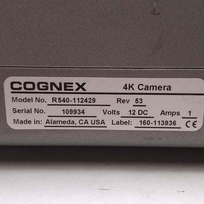 For parts or not working Cognex R540-112429 Rev. 53 Smart View 4K Machine Vision Camera 12VDC *For Parts*