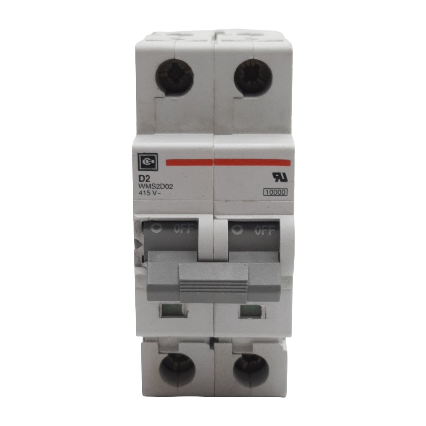Used Lot of 2 Cutler-Hammer WMS2D02 Circuit Breaker, 2-Pole, 2A 240/415VAC, DIN Rail