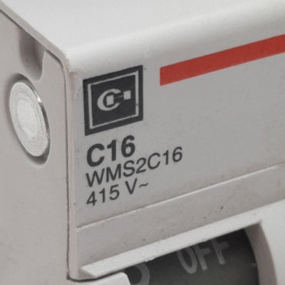 Used Cutler-Hammer WMS2C16 Circuit Breaker, 2-Pole, 16A 240/415VAC, DIN Rail