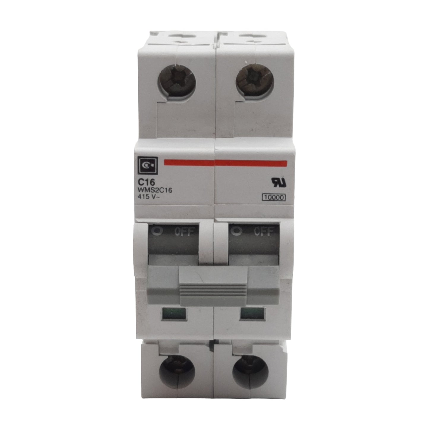 Used Cutler-Hammer WMS2C16 Circuit Breaker, 2-Pole, 16A 240/415VAC, DIN Rail