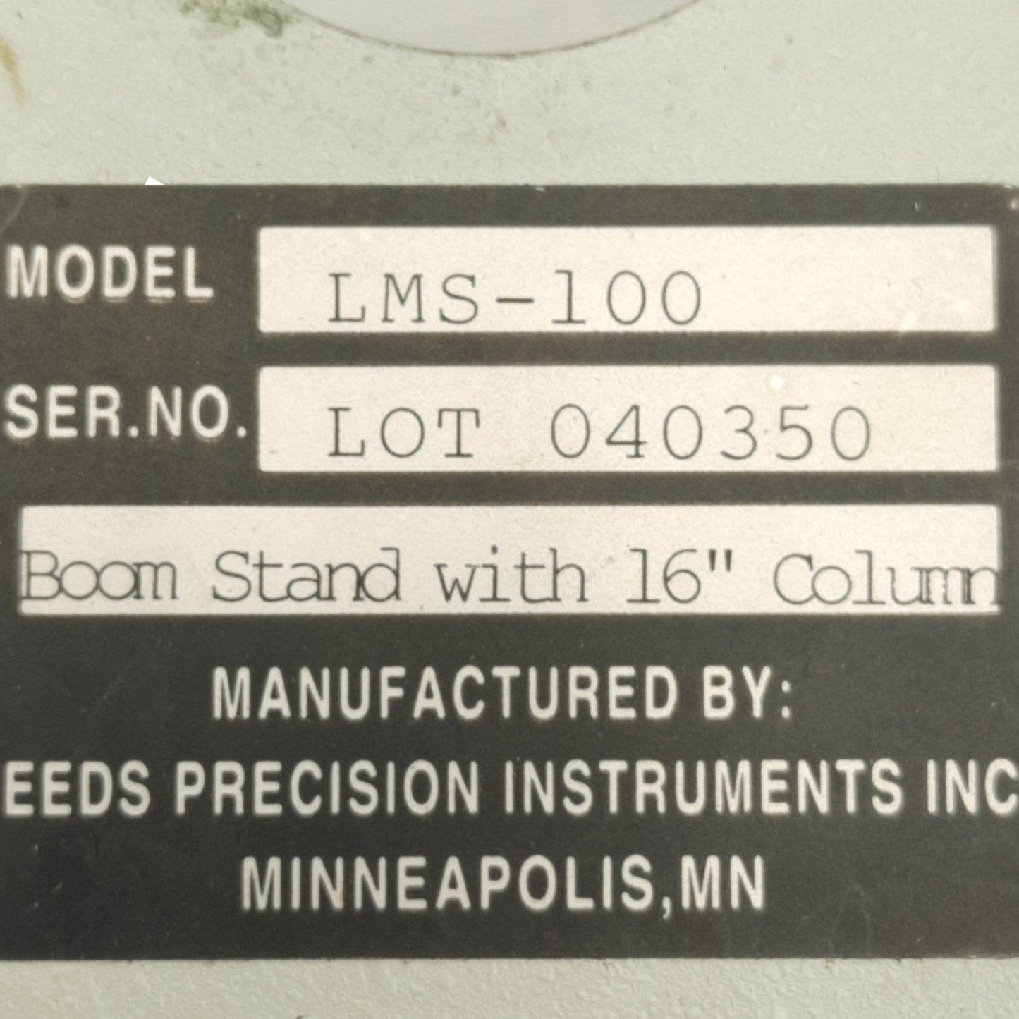 Used Leeds LMS-100 Boom Stand Column Arm For LMS-200 Boom Base, 20-1/2in Length