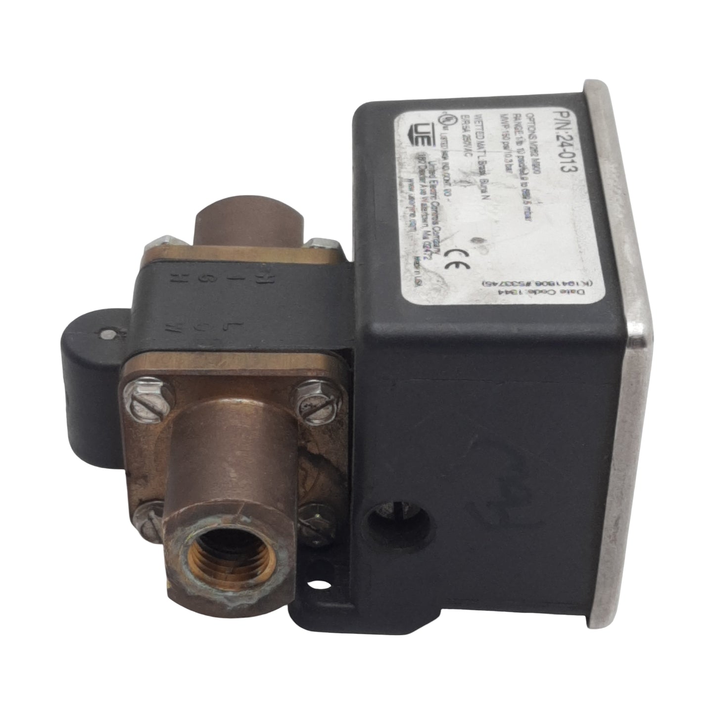Used United Electric 24-013 Pressure Switch, SPDT, 1/4in NPT, 1-10psid, 5A 250VAC