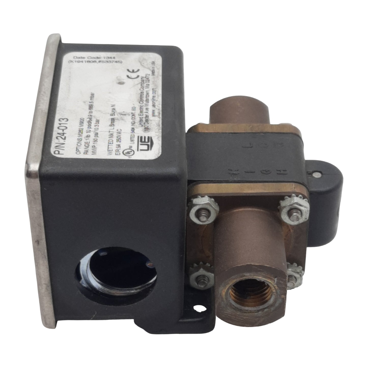 Used United Electric 24-013 Pressure Switch, SPDT, 1/4in NPT, 1-10psid, 5A 250VAC