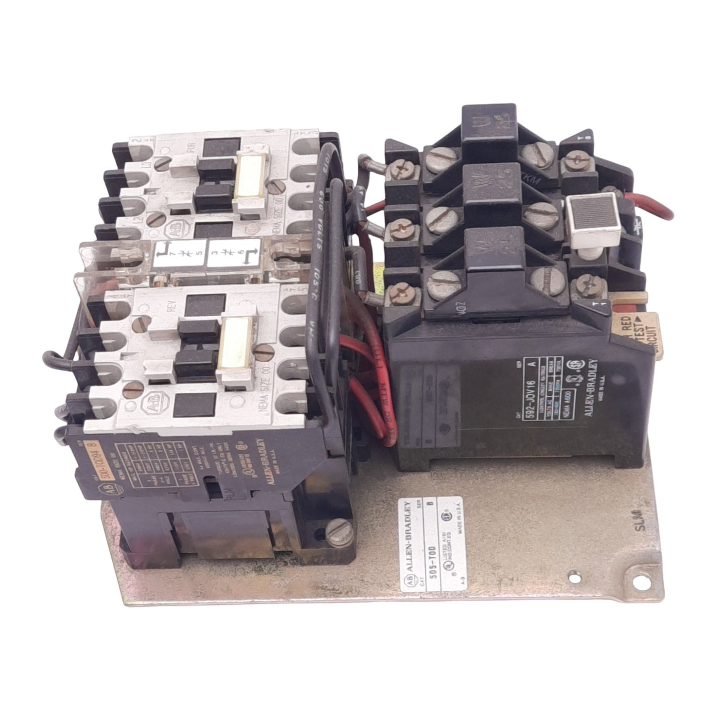 Used Allen Bradley 505-TOD B Reversing Starter, 18A, NEMA 00, 115-120VAC Coil