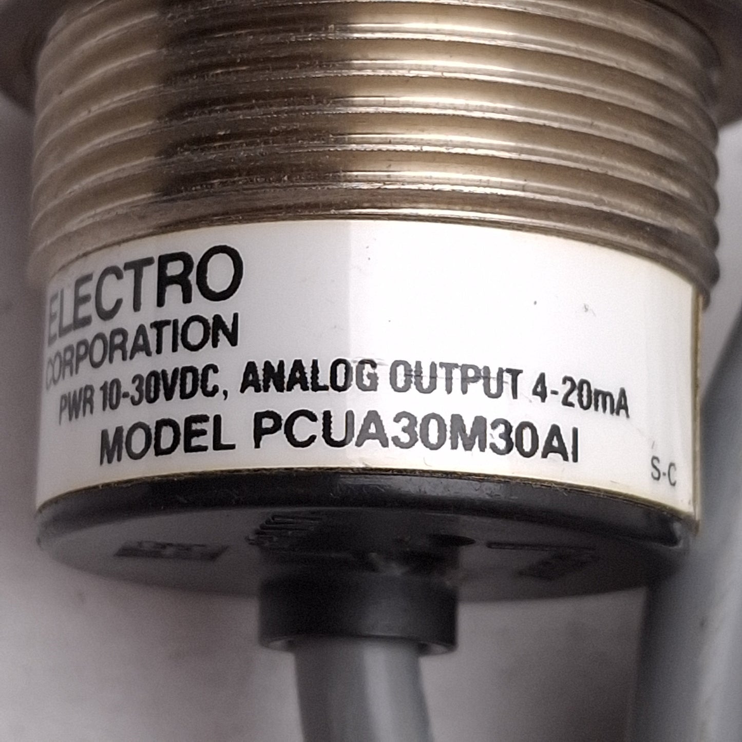 Used Electro Corp PCUA30M30AI Ultrasonic Proximity Sensor, 4-30in, 10-30VDC, 4-20mA