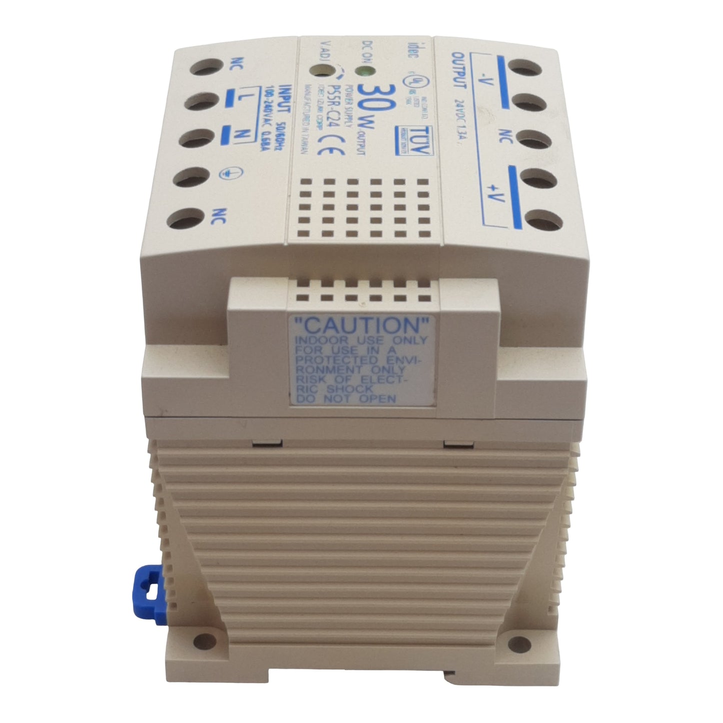 Used Idec PS5R-C24 Power Supply, 100-240VAC In, 1.3A 24VDC 30W Out, DIN Rail