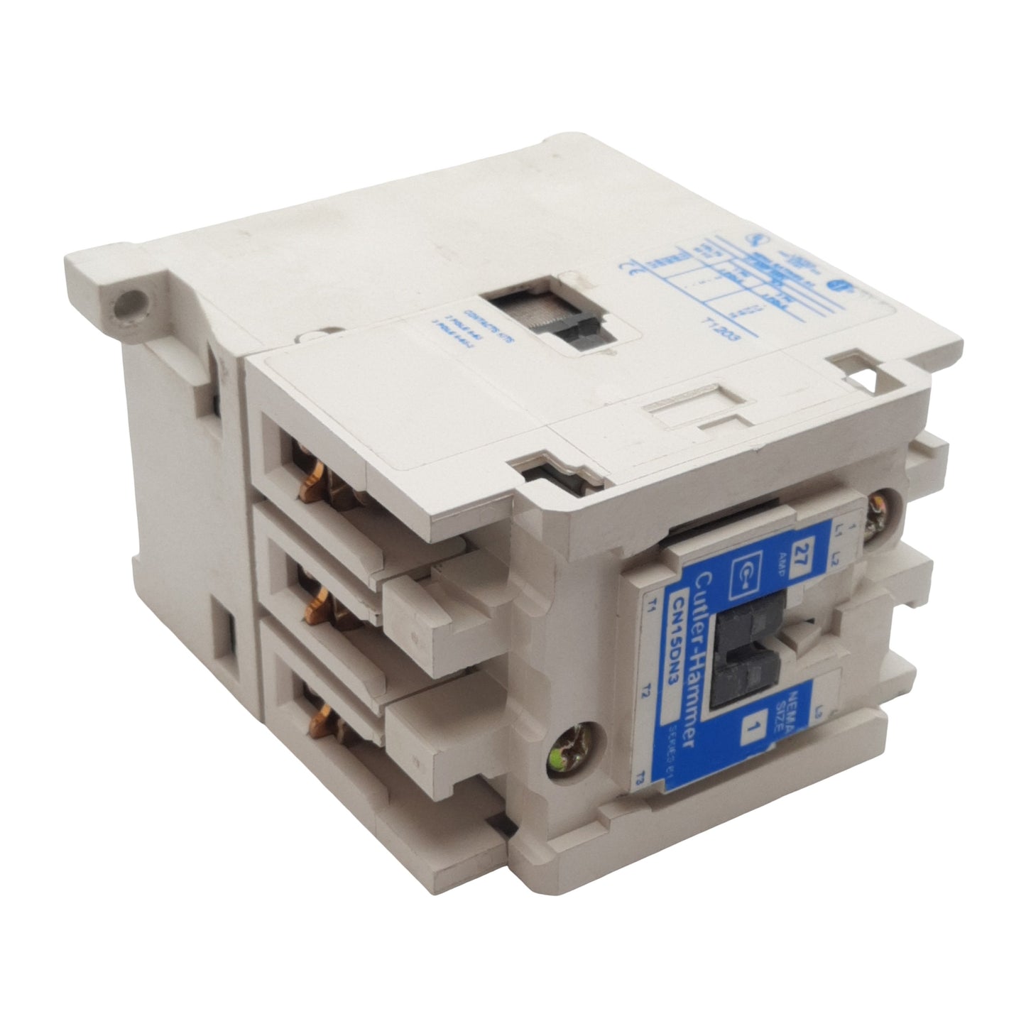 Used Eaton Cutler-Hammer CN15DN3 Contactor, 3-Pole 1N.O., 27A 600VAC, 110/120VAC Coil