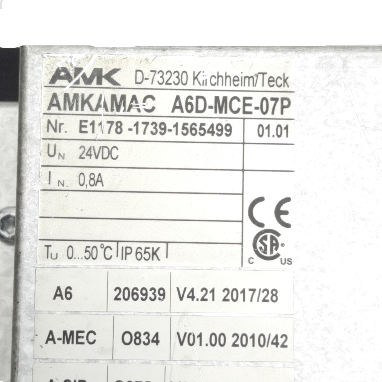 Used AMK A6D-MCE-07P AMPAMAC Motion Controller 24VDC, 220x160x81mm, 7in Screen