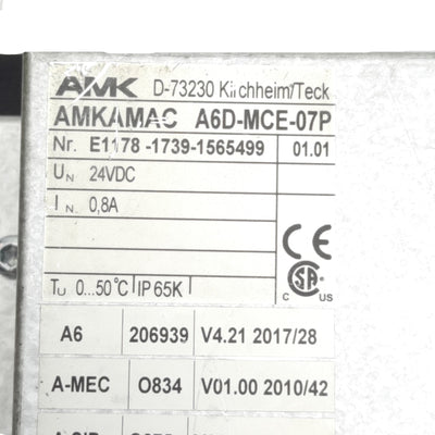 Used AMK A6D-MCE-07P AMPAMAC Motion Controller 24VDC, 220x160x81mm, 7in Screen