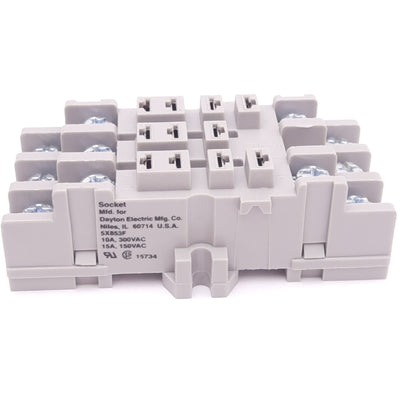 New Dayton 5X853F Relay Socket, 11-Pin, 300VAC 10A Max, DIN Rail Mount