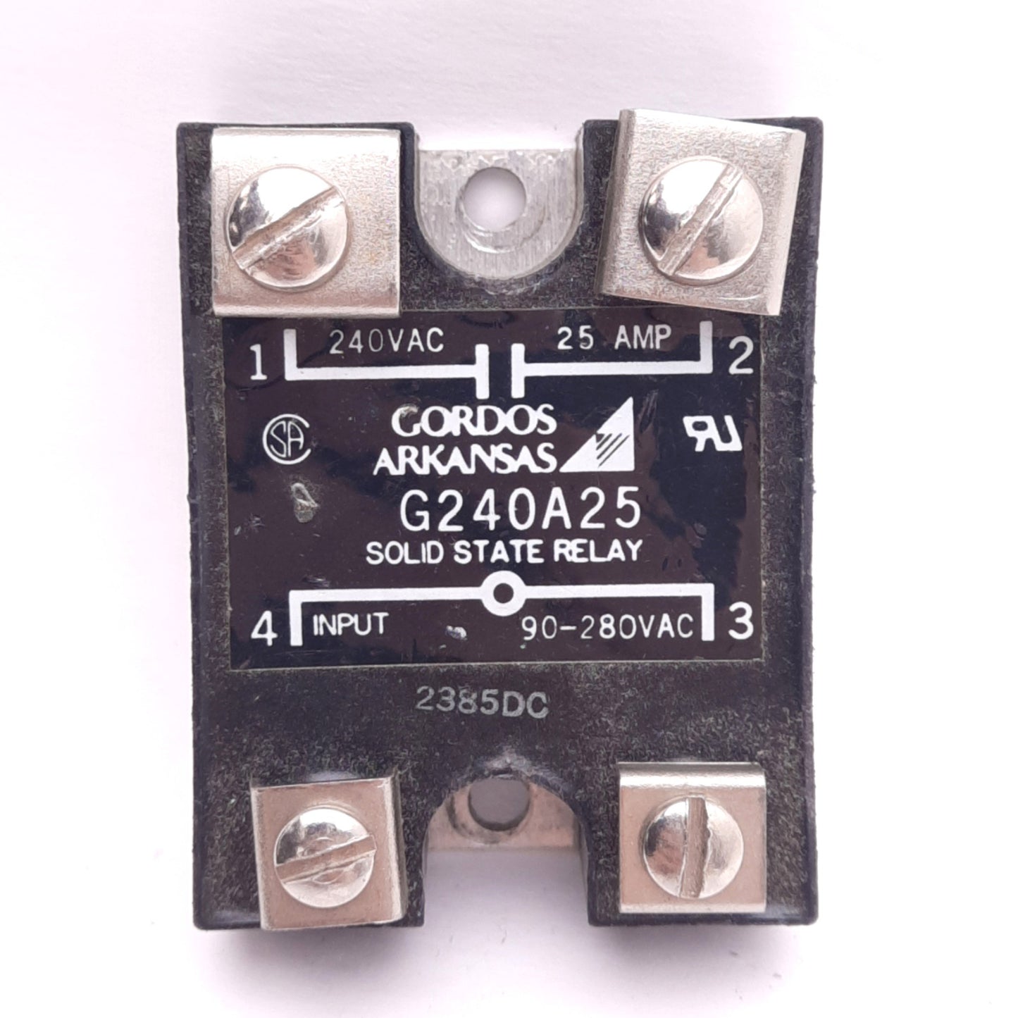 Used Gordos G240A25 Solid State Relay, 240VAC 25A Max, 90-280VAC Input