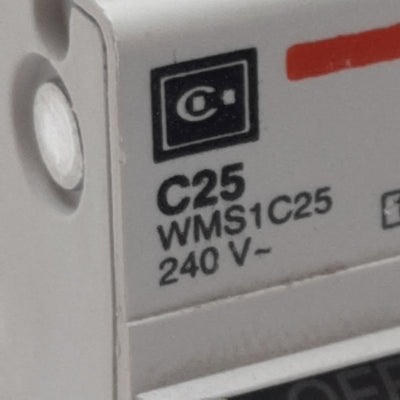 Used Cutler-Hammer WMS1C25 Circuit Breaker, 1-Pole, 25A 240/415VAC, DIN Rail