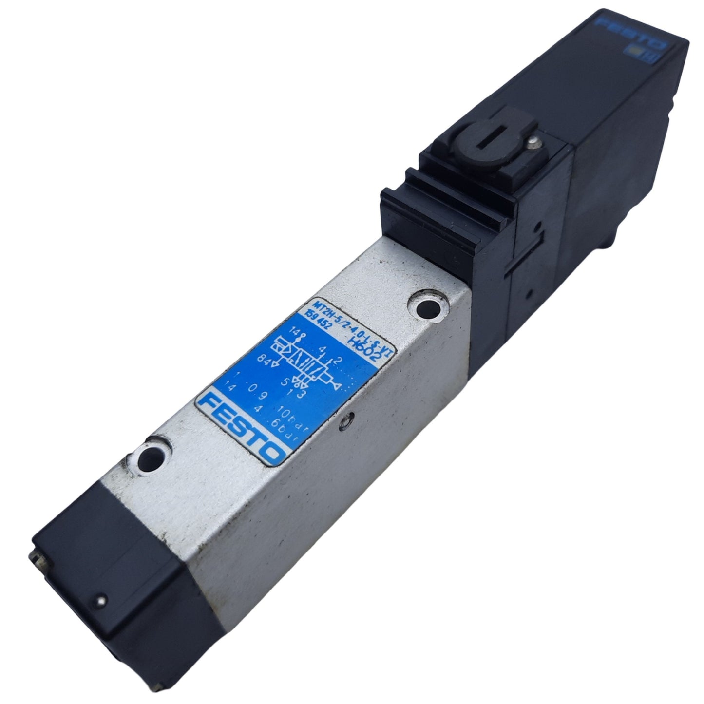 Used Festo MT2H-5/2-4.0-L-S-VI Pneumatic Solenoid Valve, 5/2-Way, 0.9-10 bar, 24V DC