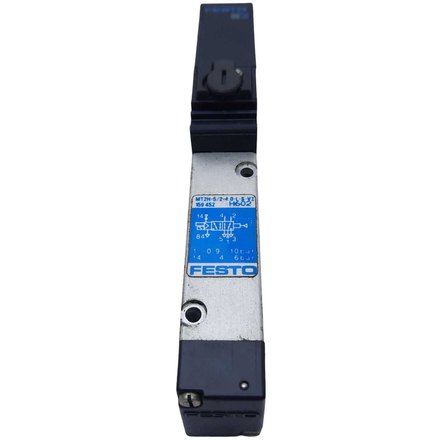 Used Festo MT2H-5/2-4.0-L-S-VI Pneumatic Solenoid Valve, 5/2-Way, 0.9-10 bar, 24V DC
