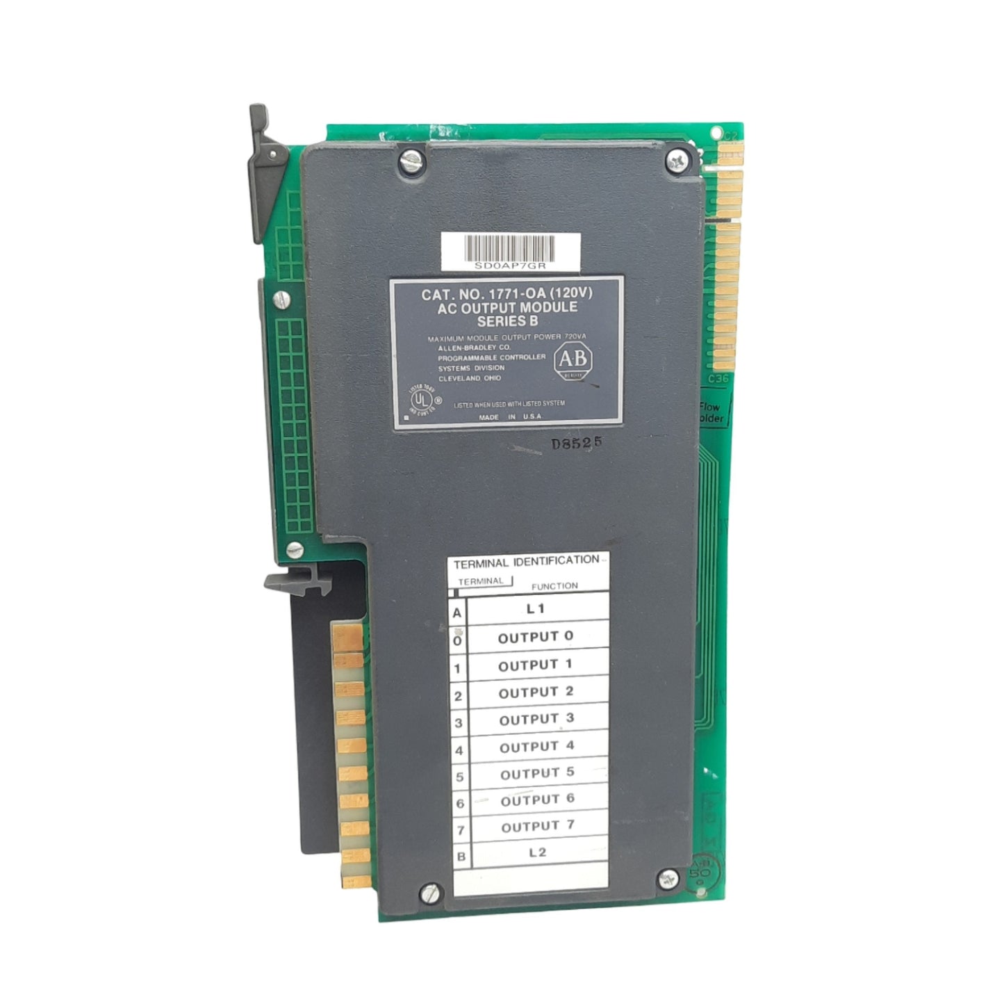 Used Allen Bradley 1771-OA AC Output I/O Module, 8 Points Digital, 120VAC