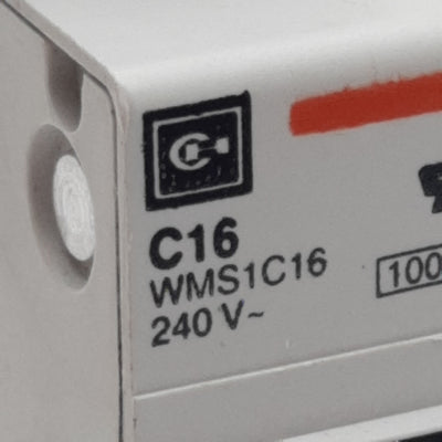 Used Cutler-Hammer WMS1C16 Circuit Breaker, 1-Pole, 16A 240/415VAC, DIN Rail