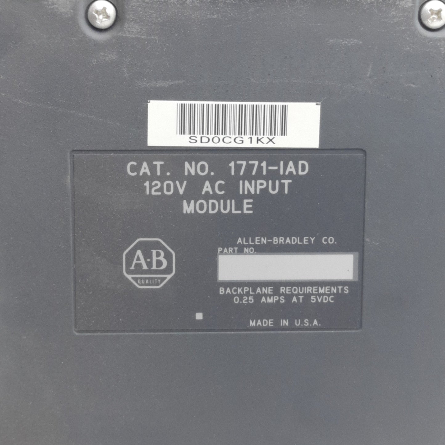Used Allen Bradley 1771-IAD AC/DC Input Module, 16-Inputs, 120VAC/125VDC