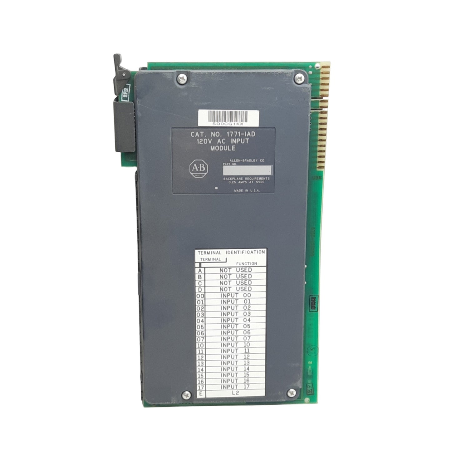 Used Allen Bradley 1771-IAD AC/DC Input Module, 16-Inputs, 120VAC/125VDC