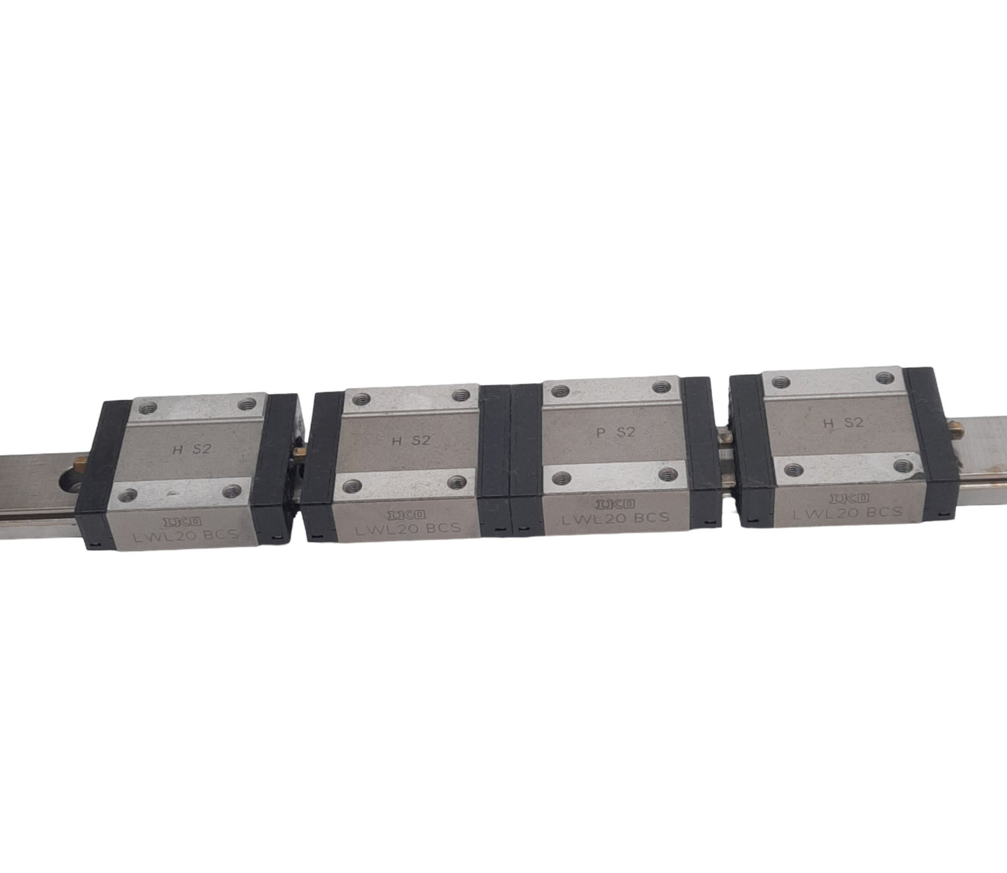 Used IKO LWL20BCS (4x) Linear Guide Blocks w/ 20x960mm Rail, 40x50mm Block, 9080N Max