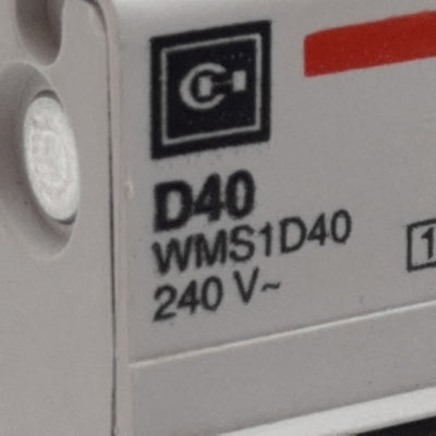 Used Cutler-Hammer WMS1D40 Circuit Breaker, 1-Pole, 40A 240/415VAC, DIN Rail