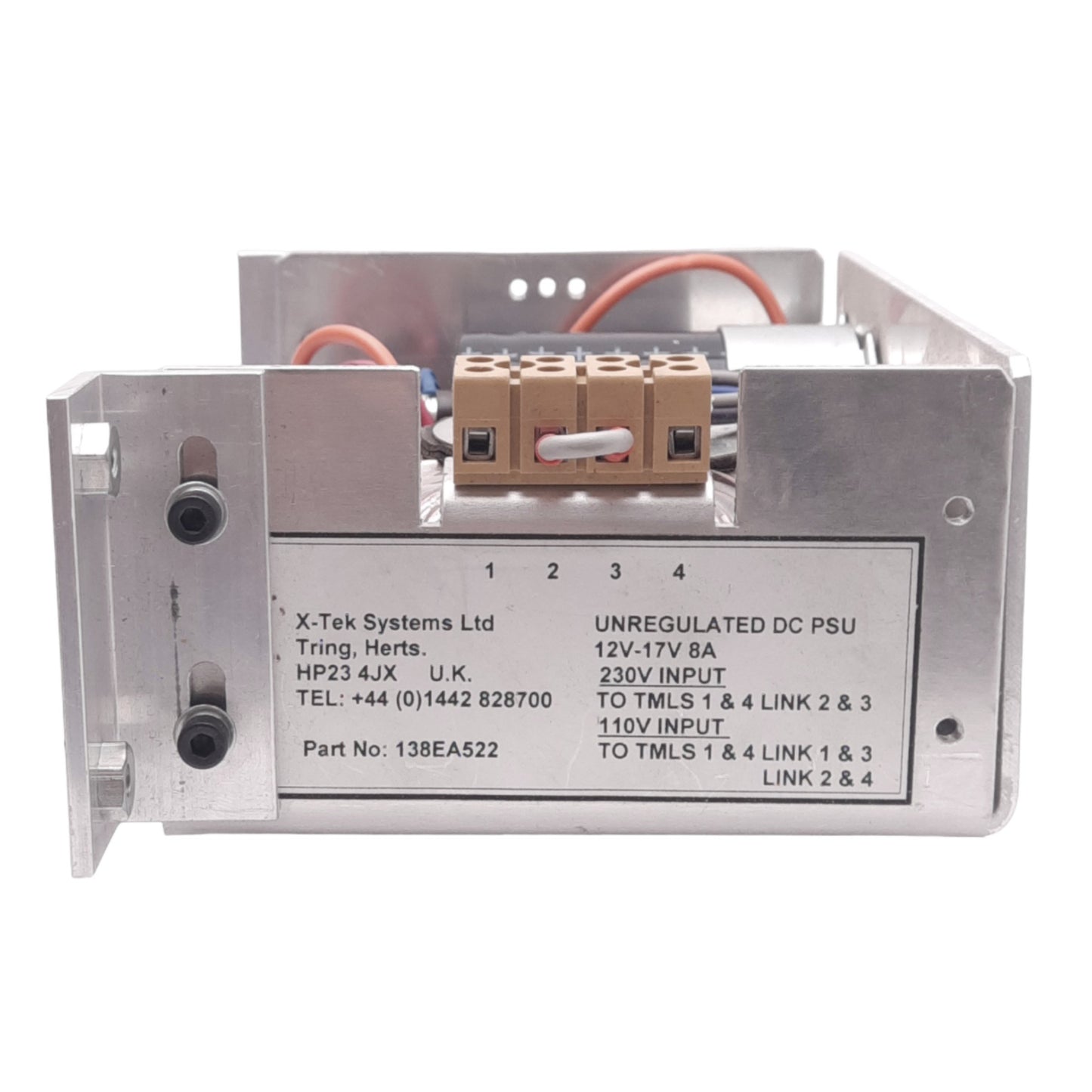 Used X-Tek 138EA522 Unregulated Power Supply, 110/230VAC In, 12-17VDC 8A Out